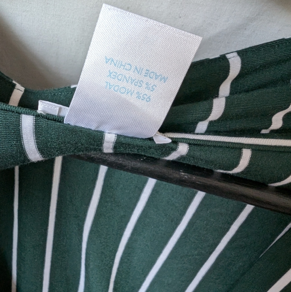Lake Kimono Pajama Set 2XL XXL Wrap Top Pants DreamKnit Green Stripe Women Modal - Picture 4 of 10